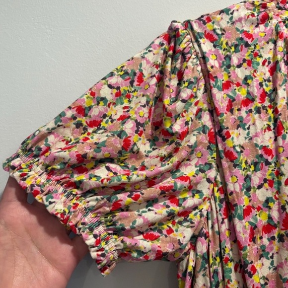 Boden Ruched strech Jersey Pink Floral Maxi Dress women short sleeve plus 14R - Picture 4 of 13